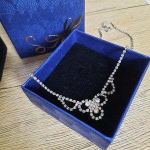 Vintage Art Deco Faceted Rhinestone Glam Mid-Century Necklace